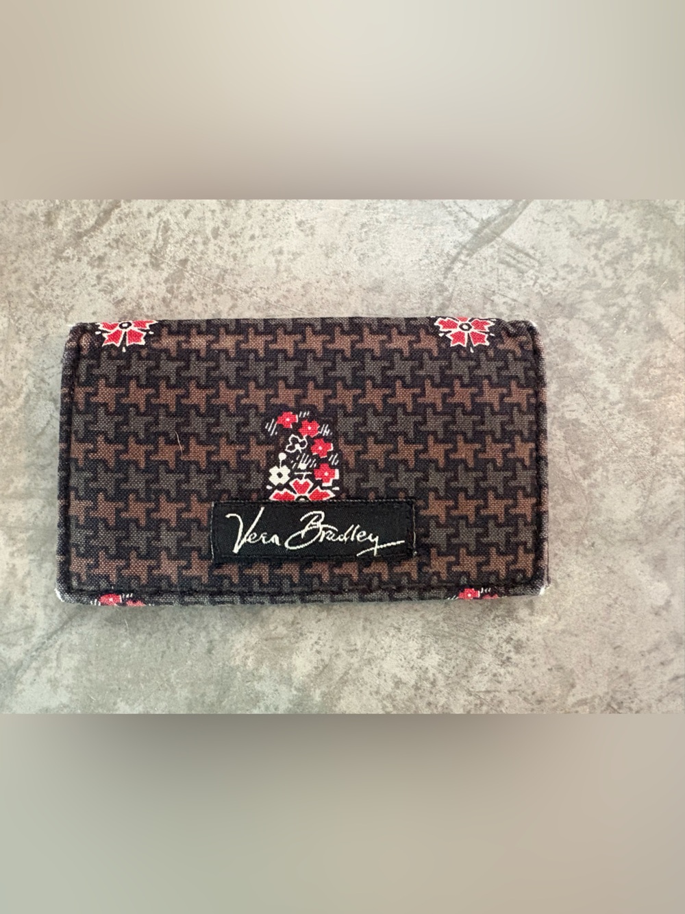 Vera Bradley Brown Floral Houndstooth Wallet/ card holder